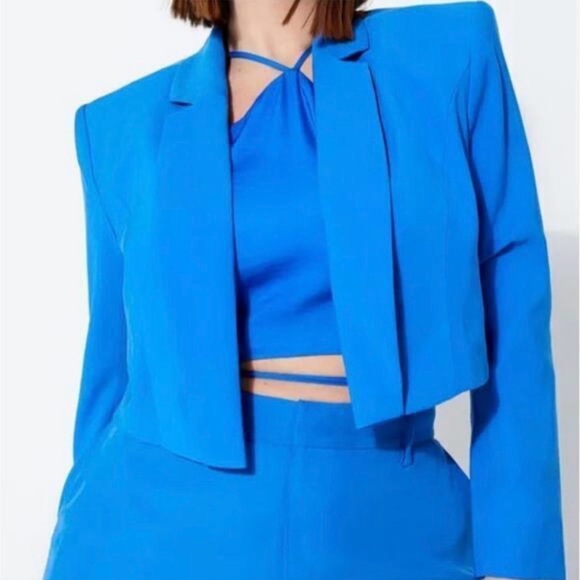 Eloquii Princess Blue Crop Blazer - Picture 2 of 6
